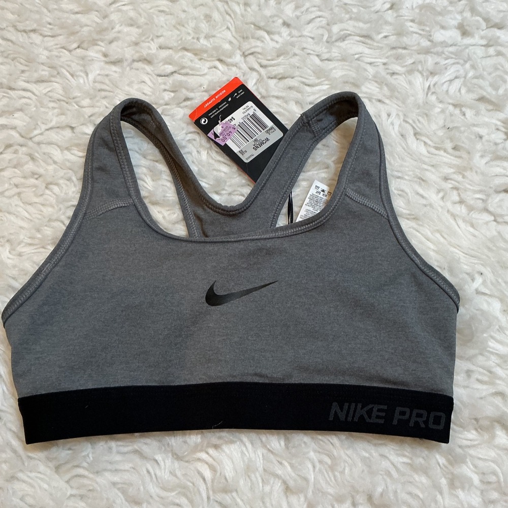 Nike Pro Sports Bra Womens XS Grey NWT Medium Support Racerback 589420-091